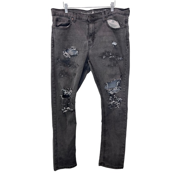 Beverly Hills Polo Club Mens Gray Wash Distressed Ripped Slim Jeans 36x30 - Picture 1 of 9
